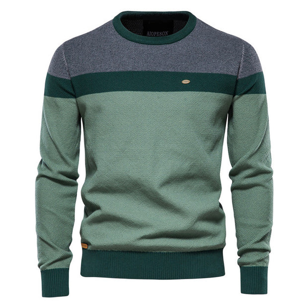 Spliced Cotton Men's Sweater